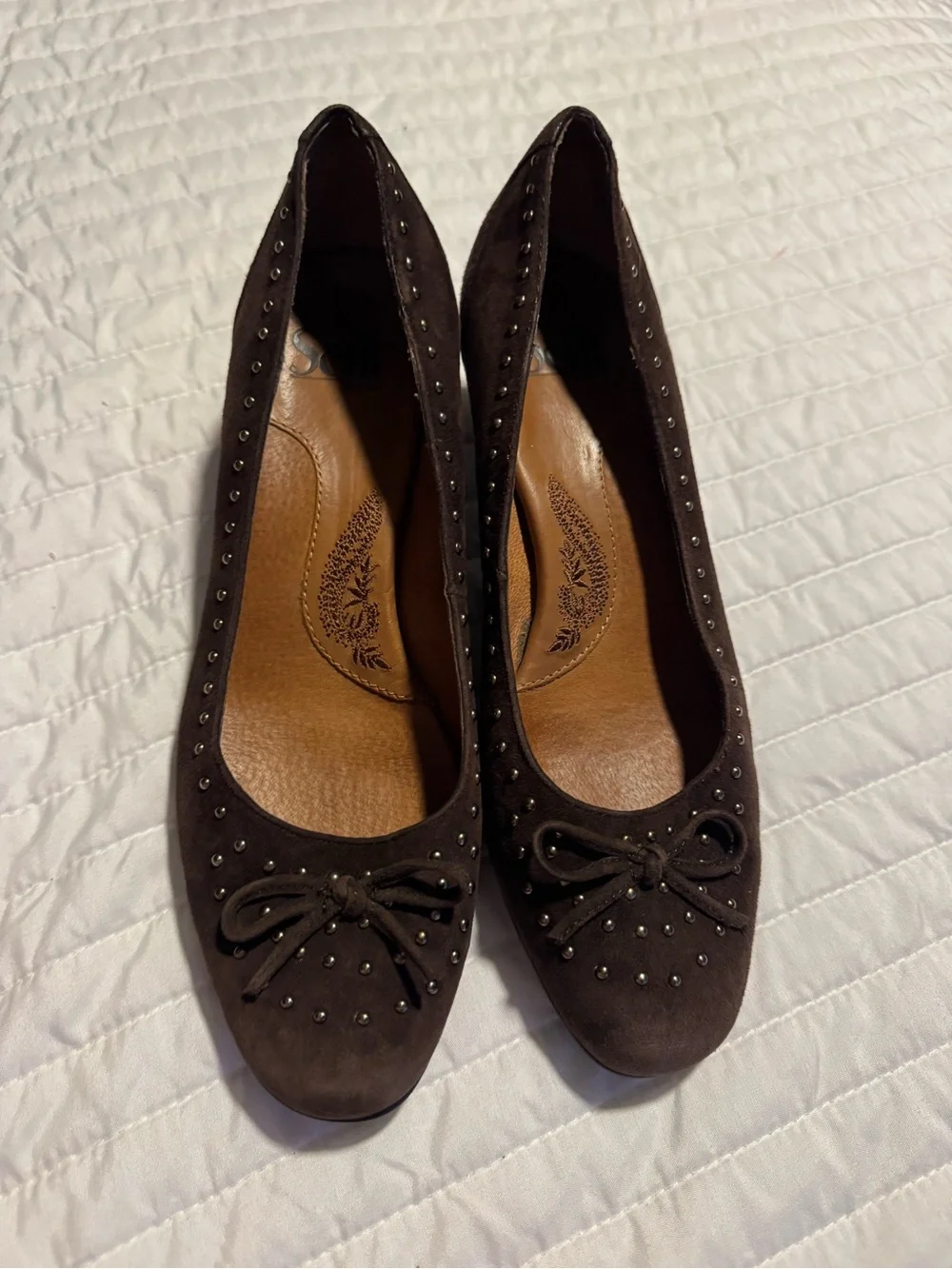 Söfft Brown Suede Studded Bow Pumps Comfort Heels Size 6.5